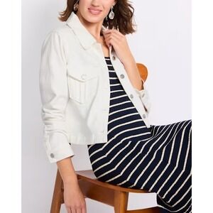 NWT Just USA XL Boyfriend Denim Jean Jacket Off White 128630